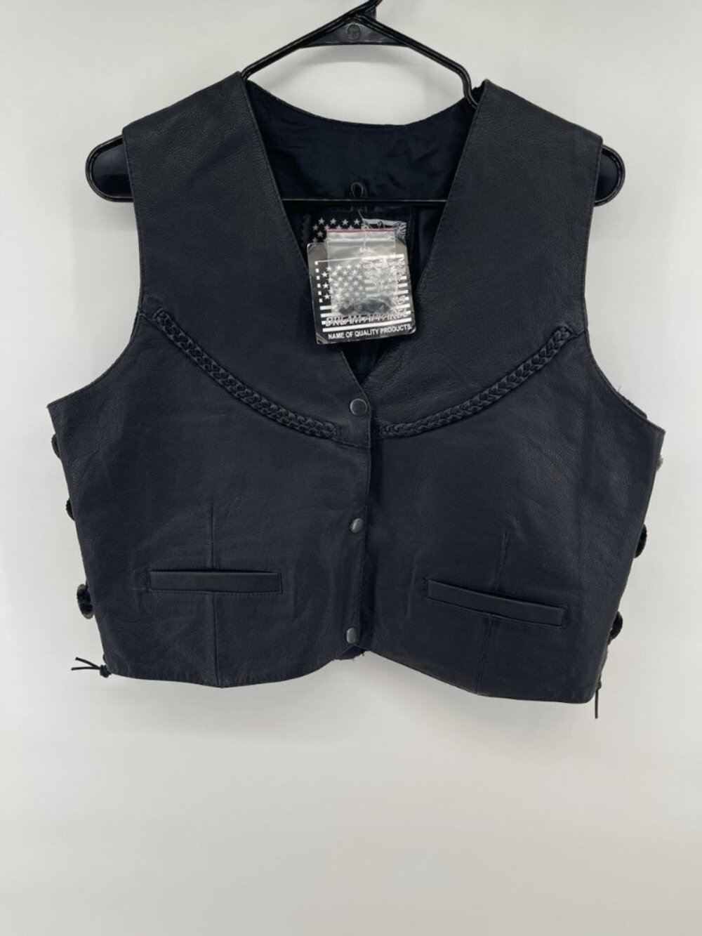 US Bikers Dream Apparel Women's Leather‎ Riding Motorcycle Vest Size XL Moto